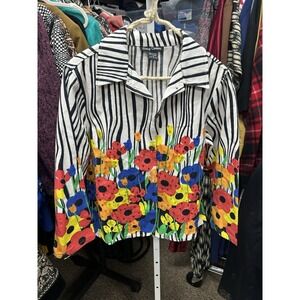 Candy Couture Jacket Floral W/Beads Vintage Y2K 100% Cotton India Sz S